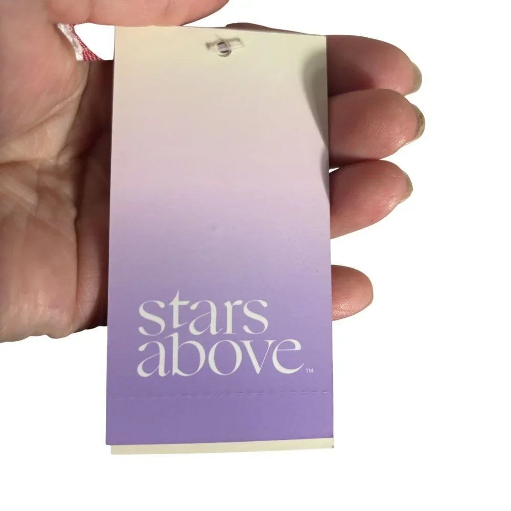 Red & White Striped Button-Down Nightshirt Stars Above Long Sleeves Flannel XL - Picture 10 of 11